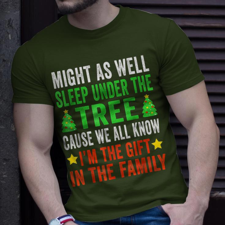 Might As Well Sleep Under The Tree Christmas Family T-Shirt Gifts for Him
