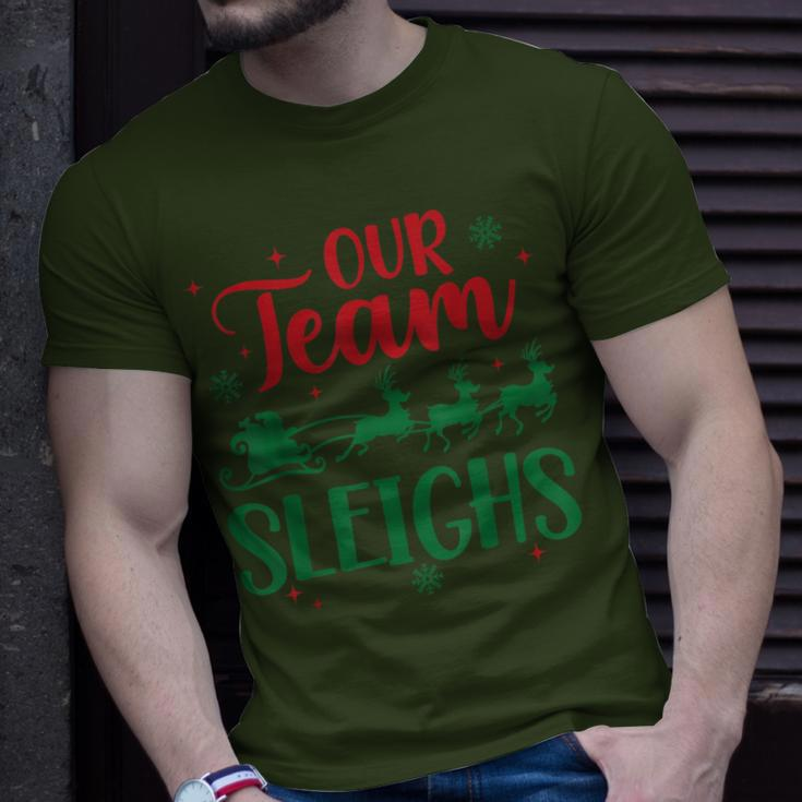 Our Team Sleighs Christmas Santa Reindeers Office Staff T-Shirt Gifts for Him