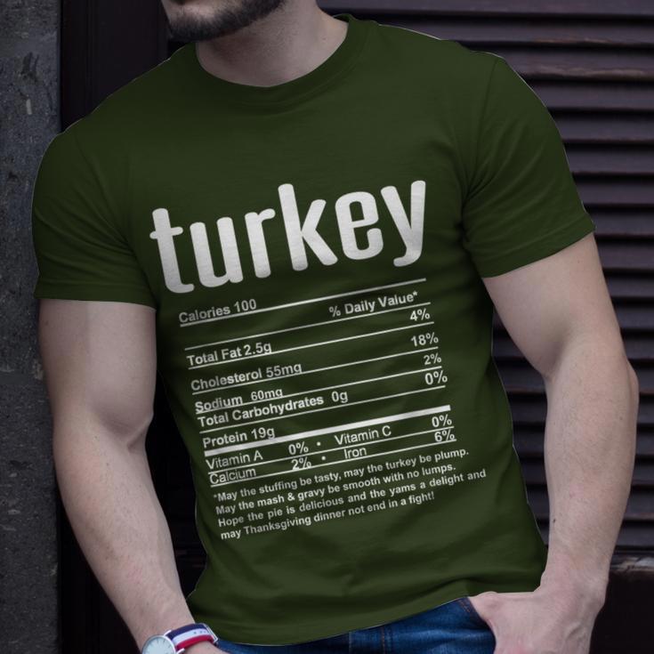 Thanksgiving Christmas Turkey Nutritional Facts T-Shirt Gifts for Him