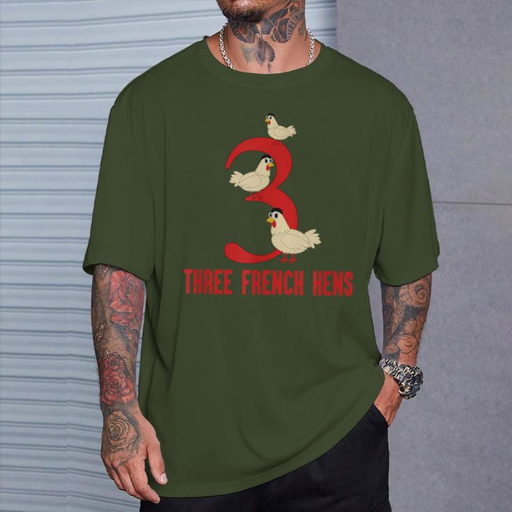 Three French Hens Song 12 Days Christmas T-Shirt Gifts for Him