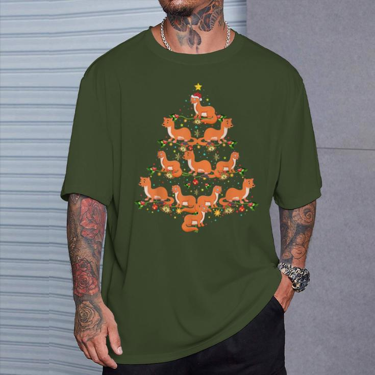 Weasel Lover Xmas Matching Santa Weasel Christmas Tree T-Shirt Gifts for Him