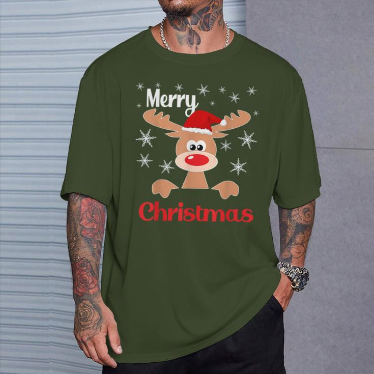 Weihnachts Rentier Weihnachtsmütze Merry Christmas T-Shirt Geschenke für Ihn