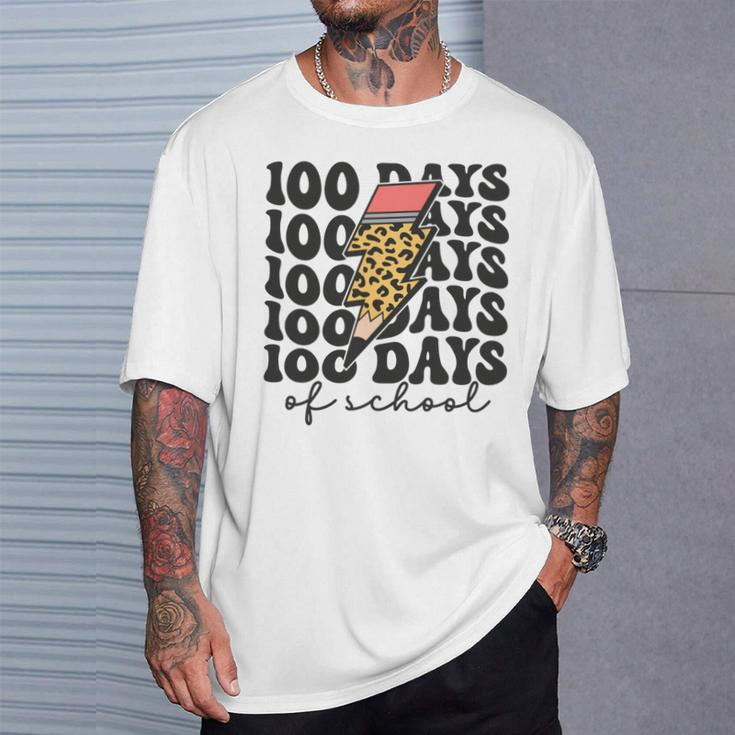 100 Tage Schule Lightning Bolt Pencil 100 Tag Für Lehrer T-Shirt Geschenke für Ihn