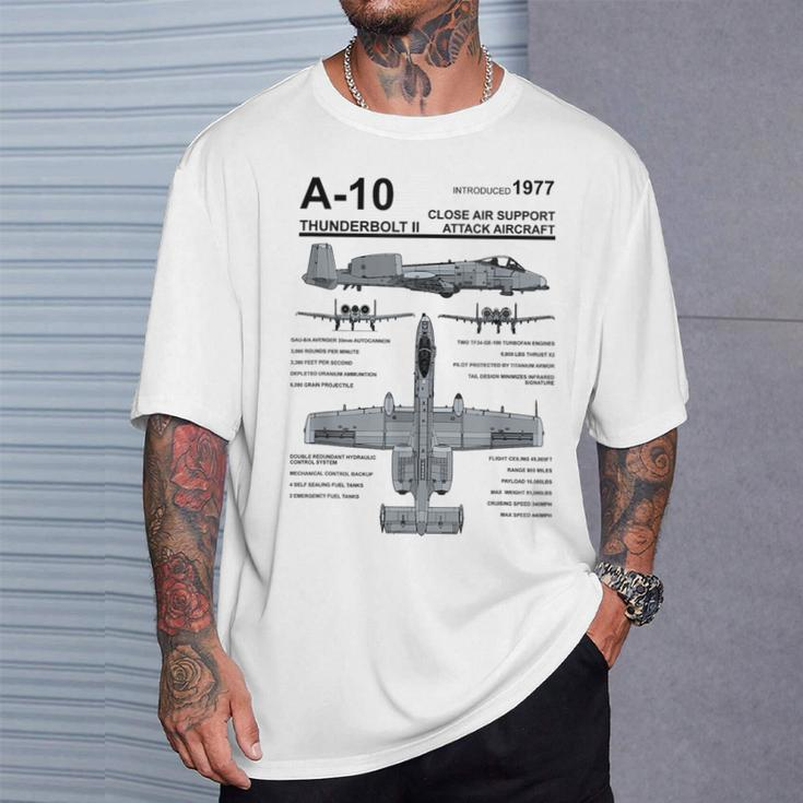 A-10 Thunderbolt Ii Warthog Military Jet Spec Diagram T-Shirt Gifts for Him