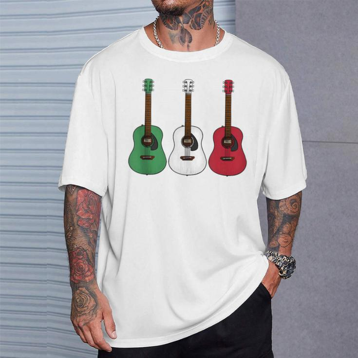 Acoustic Guitar Italian Flag Guitarist Musician Italy T-Shirt Gifts for Him