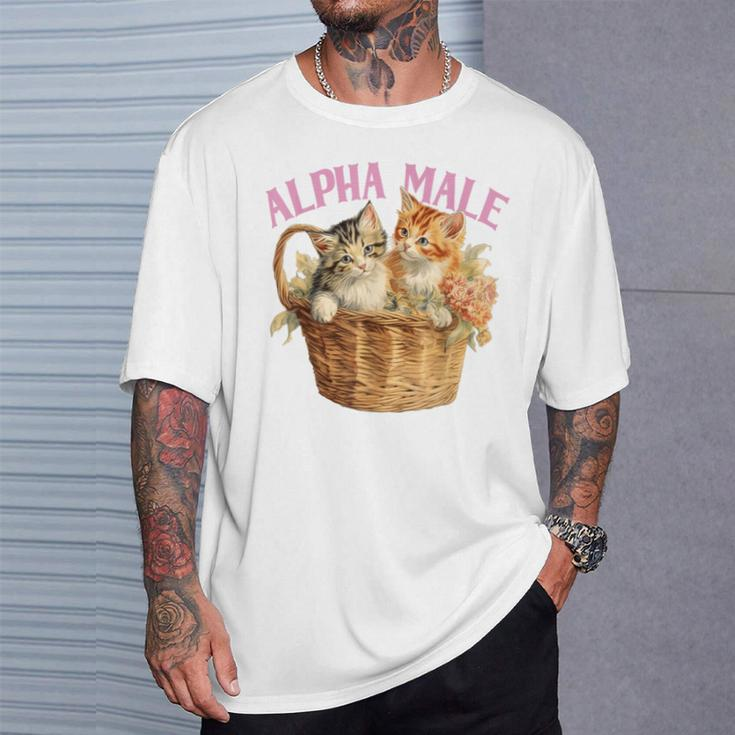 Alpha Cat Male Ironic Kitten Weird Y2k Humor Kittens T-Shirt Gifts for Him
