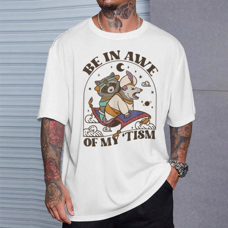 Autism Be In Awe Of My Tism Raccoon Possum T-Shirt Gifts for Him