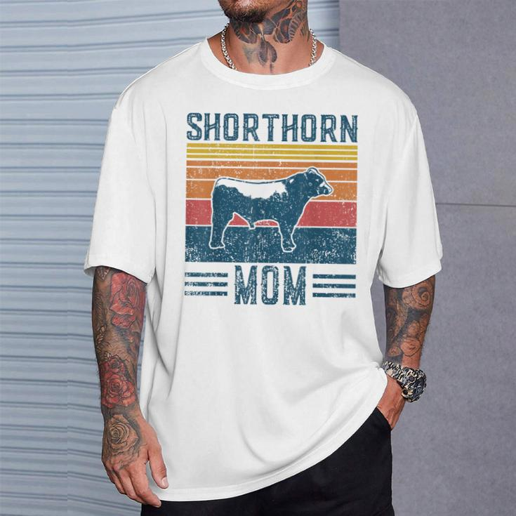 Best Cow Mom Vintage Cattle Shorthorn T-Shirt Gifts for Him