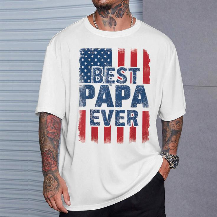 Best Papa Ever Us American Flag For Father's Day Men T-Shirt Gifts for Him