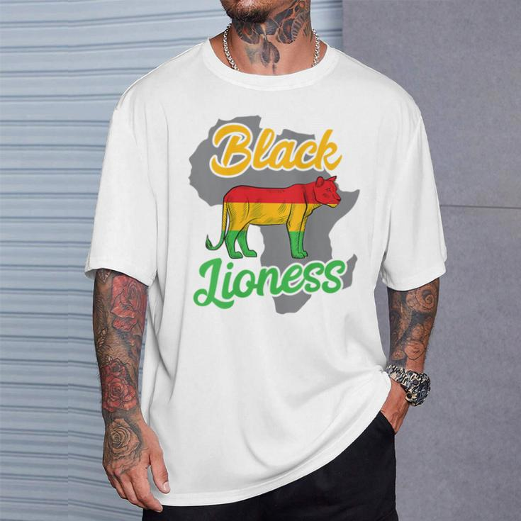 Black Lioness Pan African Flag Proud Black Melanin Queen T-Shirt Gifts for Him