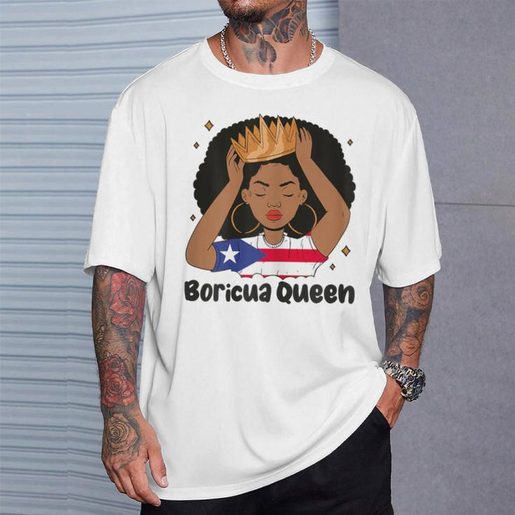 Boricua Queen Afro Hair Latina Heritage Puerto Rico Queen T-Shirt Gifts for Him