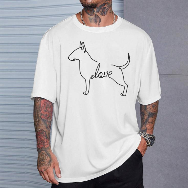 Bull Terrier Dogs Love Love Single Line T-Shirt Geschenke für Ihn