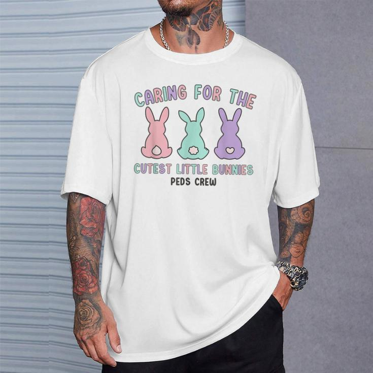 Caring For The Cutest Little Bunnies Peds Crew Easter Nurse T-Shirt Gifts for Him