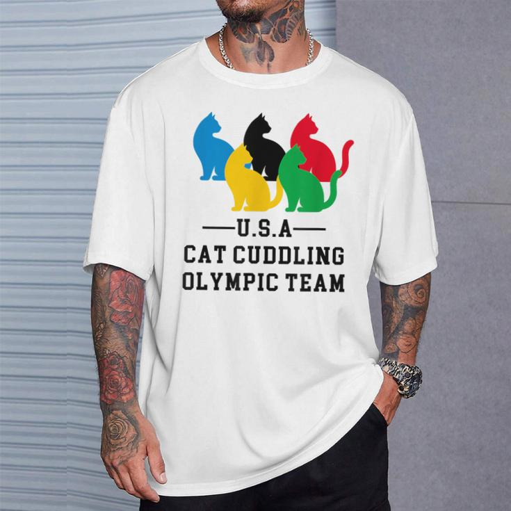 Cat Cuddling Olympic Team T-Shirt Gifts for Him