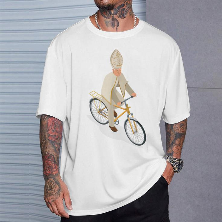 The Catholic Pope On A Bike Pope Francis T-Shirt Gifts for Him