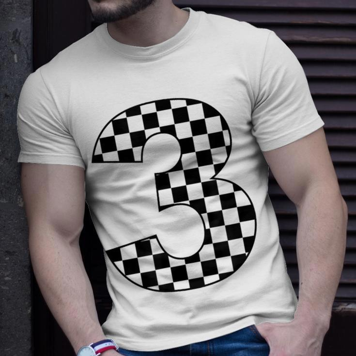 Checkered Birthday 3 Three Race Car 3Rd Birthday Racing Car T-Shirt Gifts for Him