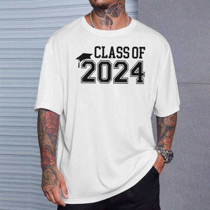 Class Of 2024 High School Senior Graduation Cap Varsity T-Shirt Gifts for Him