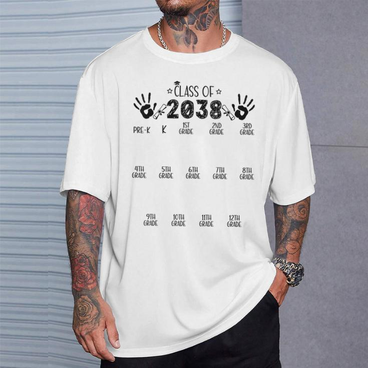 Class Of 2038 Grow With Me Pre-K To 12Th Grade Handprint T-Shirt Gifts for Him