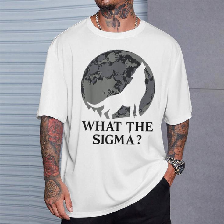 Cool Meme Moon Alpha Wolf What The Sigma T-Shirt Gifts for Him