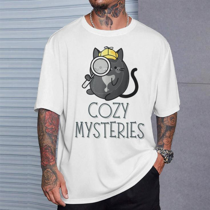 Cozy Mysteries Cute Cat Cozy Murder Mystery Cat Detective T-Shirt Gifts for Him