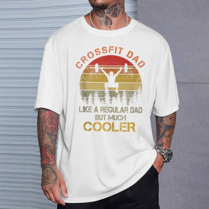 Crossfit Dad Regular Dad But Much Cool Vintage Sunset T-Shirt Gifts for Him