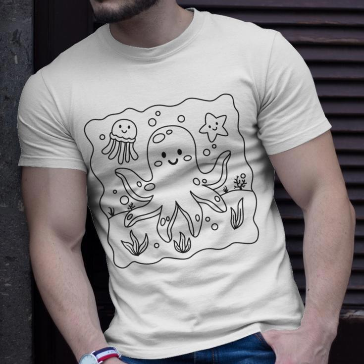 Cute Octopus To Paint And Color In For Children T-Shirt Gifts for Him