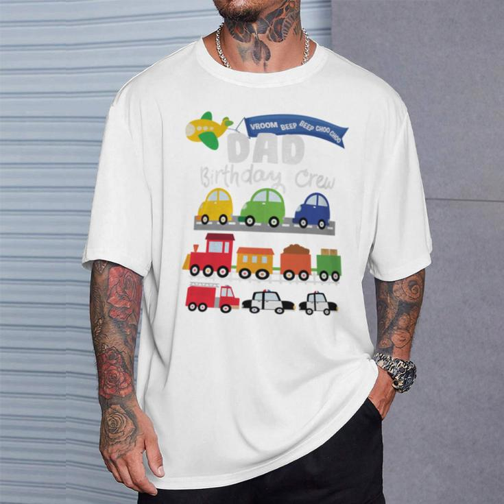 Dad Transportation Birthday Airplane Cars Fire Truck Train T-Shirt Gifts for Him