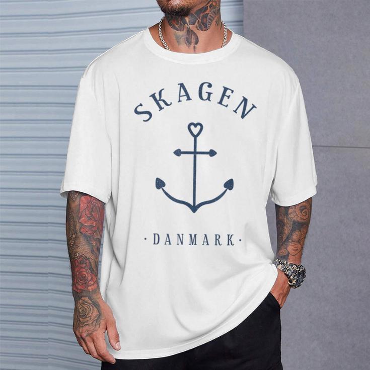 Denmark Skagen Anchor Tattoo Love Heart Copenhagen T-Shirt Geschenke für Ihn