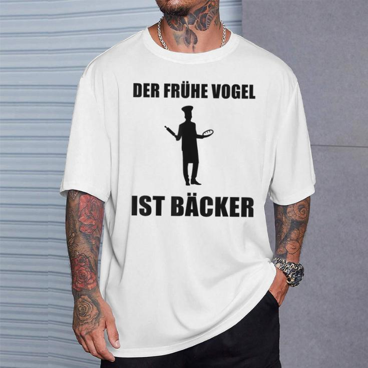 'Der Frühe Vogel Ist Bäcker' German Language T-Shirt Geschenke für Ihn