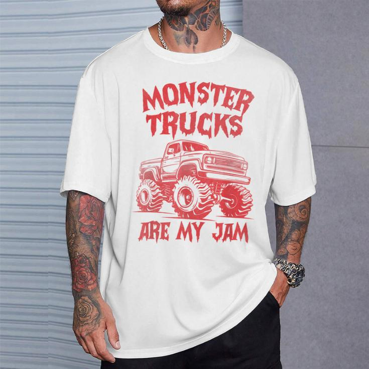 Distressed Monster Trucks Are My Jam Race Day Red Vintage T-Shirt Gifts for Him