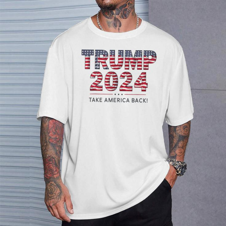 Donald Trump 2024 Take America Back Us Flag 4Th Of July T-Shirt Gifts for Him