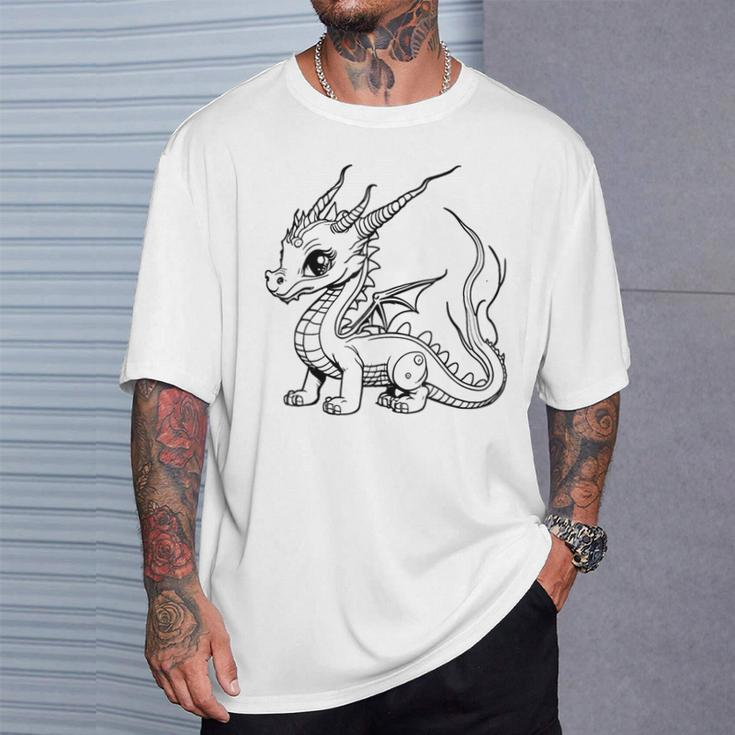 Dragon Ausmalen Und Selbst Bemalen Paint T-Shirt Geschenke für Ihn