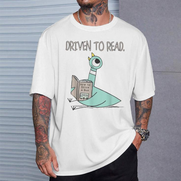 Driven To Read Pigeon Library Reading Books Reader T-Shirt Gifts for Him