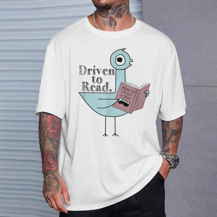 Driven To Read Pigeon Library Reading Books Readers T-Shirt Gifts for Him