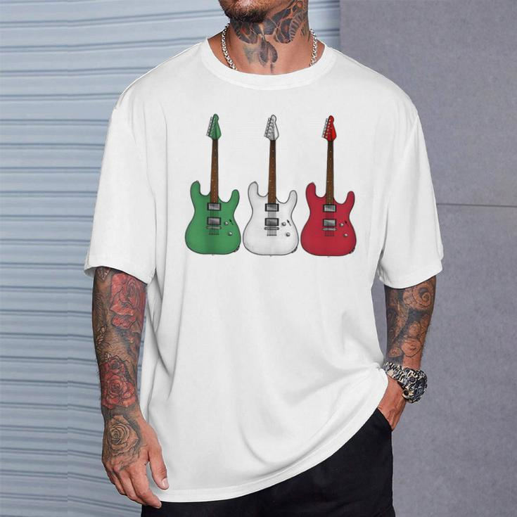 Electric Guitar Italian Flag Guitarist Musician Italy T-Shirt Gifts for Him