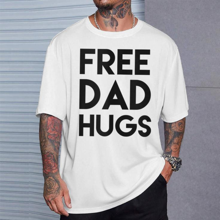 Free Dad Hugs Gay Bisexual Binary Support Black Font T-Shirt Gifts for Him