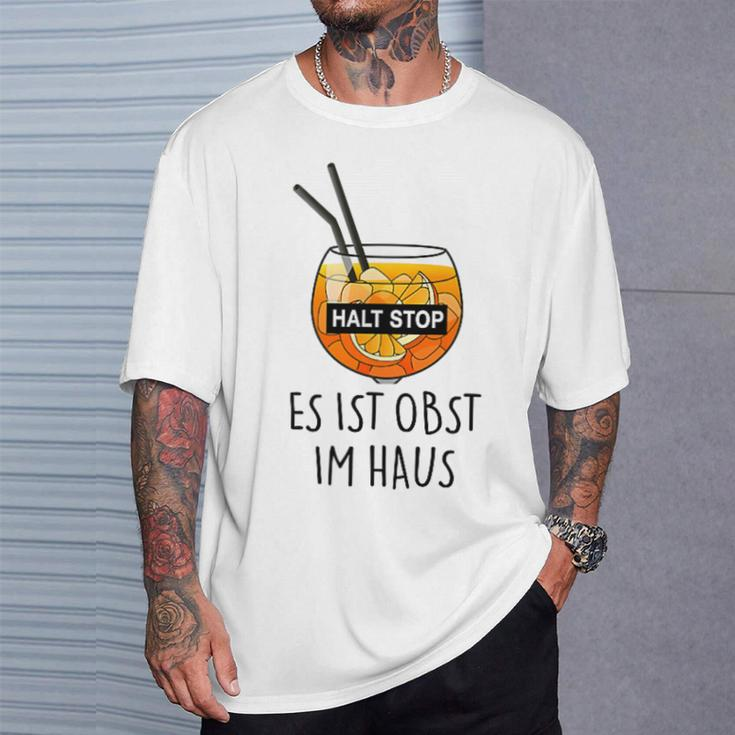 Fun Halt Stop Es Ist Obst Im Haus, Aperolian Spray Club T-Shirt in Weiß Geschenke für Ihn
