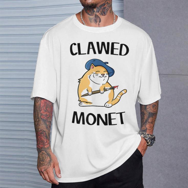 Cat French Artist Painting Clawed Monet T-Shirt Gifts for Him