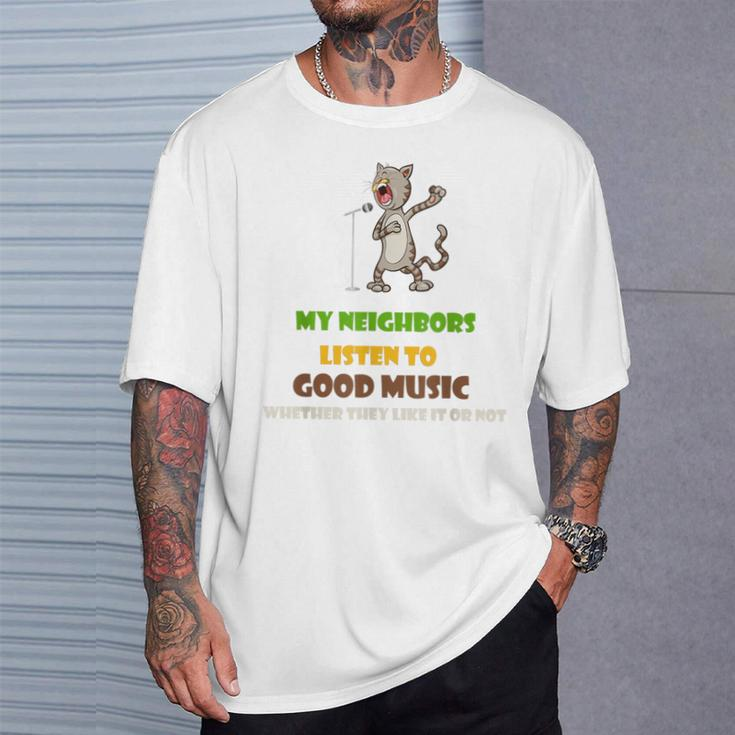 Singing Cat Awesome For Music Lover T-Shirt Gifts for Him