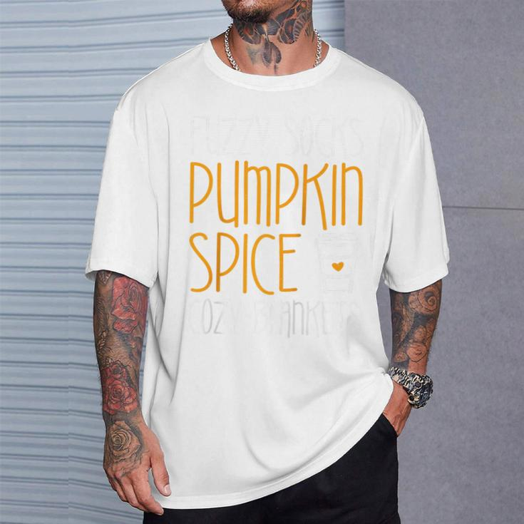Fuzzy Socks Pumpkin Spice Cozy Blankets Fall Season T-Shirt Gifts for Him