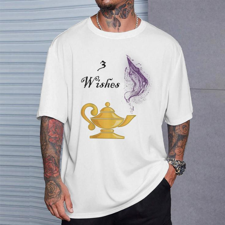 Genie Lamp 3 Wishes Jinni Graphic With Sayings T-Shirt Gifts for Him