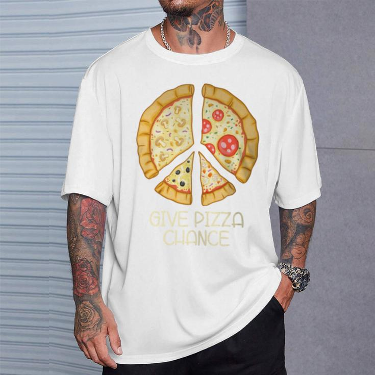 Give Pizza Chance Pizza Pun With Peace Logo Sign T-Shirt Gifts for Him