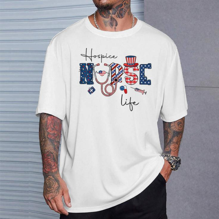 Happy 4Th Of July Hospice Nurse Life American Flag Men T-Shirt Gifts for Him