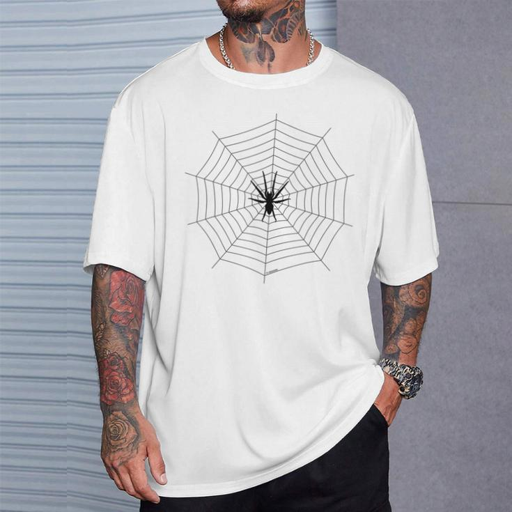 Herren T-Shirt mit Spinnennetz-Print, Weiß, Trendy Design Geschenke für Ihn