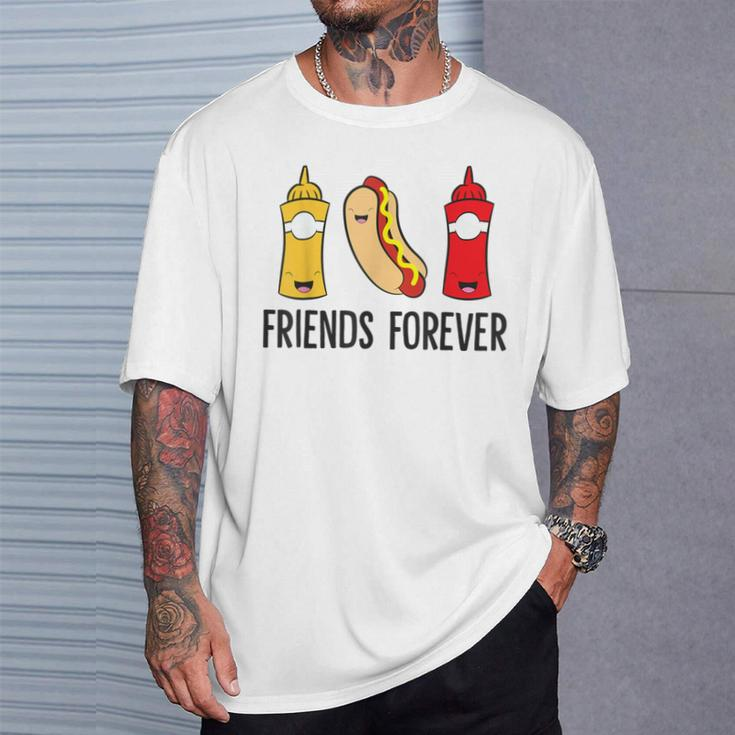 Hot Dog Mustard Ketchup Friends Forever Cute Hotdog T-Shirt Gifts for Him
