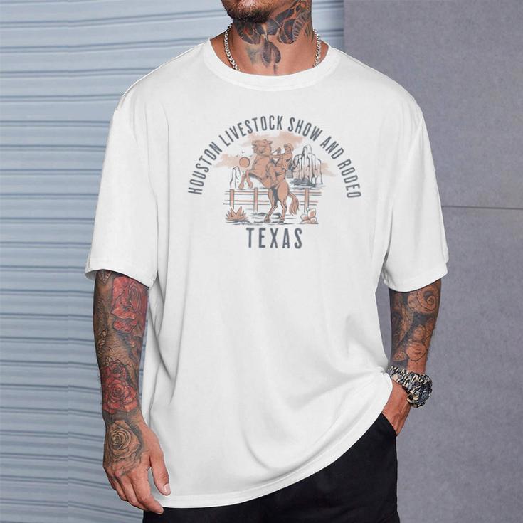 Houston Livestock Show And Rodeo Texas Cowboy And Horse T-Shirt Gifts for Him