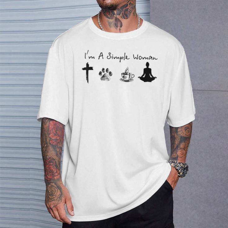 Ich Bin Eine Einfache Frau Jesus Hund Kaffee Yoga T-Shirt Geschenke für Ihn