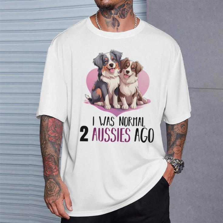 Ich War Normalor 2 Aussies Lustiger Australian Shepherd T-Shirt Geschenke für Ihn
