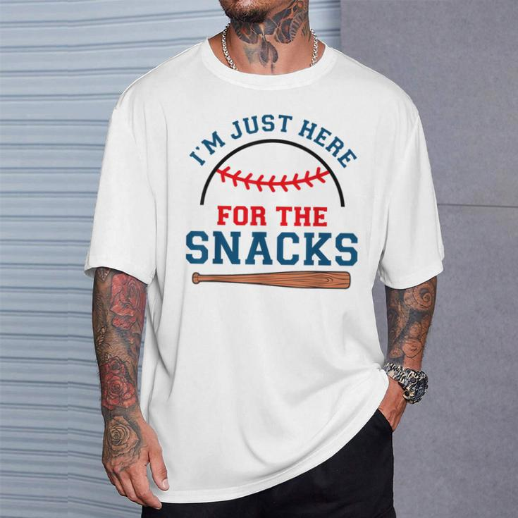 I'm Just Here For The Snacks Baseball Season Softball T-Shirt Gifts for Him