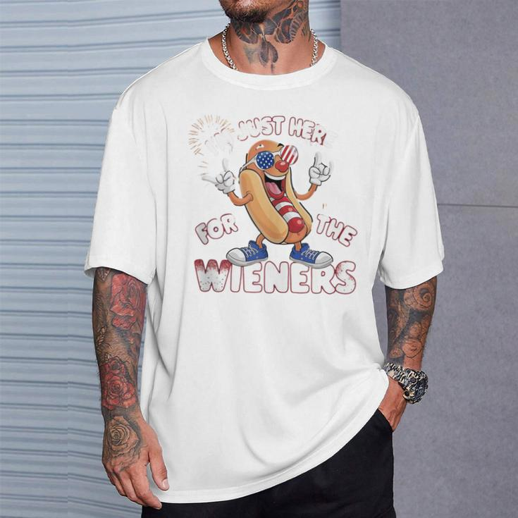 I'm Just Here For The Weiners 4Th Of July Patriotic Hot Dog T-Shirt Gifts for Him